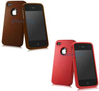 PREMIUM BROWN+RED LEATHER LOOK CASE COVER GEL BODY PROTECTOR APPLE 