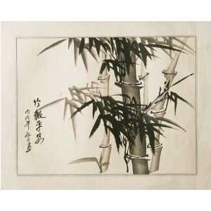   Sumi e Brush Painting Art, Black Ink on Paper   Bamboo