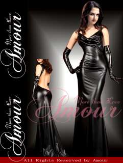 Sexy Blk Gothic Wetlook Long Dress Queen Clubwear  