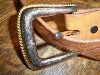 Custom RS Hand Tooled Western Leather Belt 28   31.5  