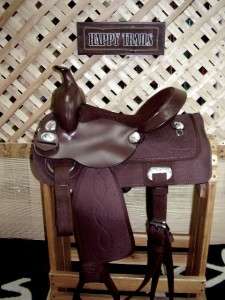   Pleasure Leather Synthetic Western Saddle Horse Tack Dark Brown  