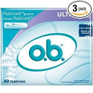  o.b. Ultra Absorbency Tampons, 40 Count Boxes (Pack of 3 