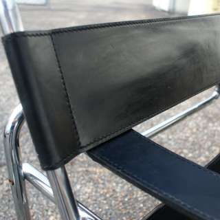 Vintage Knoll Wassily Marcel Breuer Black Leather Chair  
