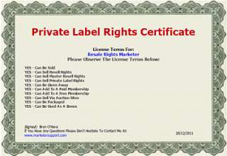   Looking Resell Rights License Certificates Push Button Style