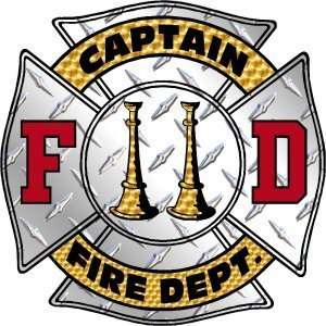   Plate Captain Fire Department Exterior Window Decal 