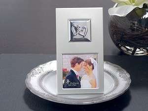   /Entwined Hearts Silver Tone Metal Photo Frame Wedding Favor Sample