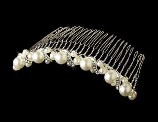 Elegant Pearl & Rhinestone Ribbon Bridal Hair Comb