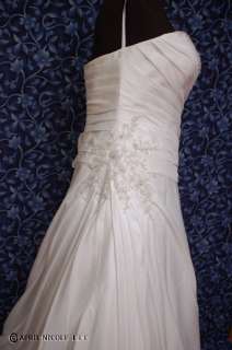   2358 Winter White Taffeta Laced Draping Wedding Dress 20 NWOT  