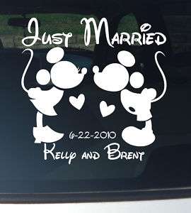 Mickey & Minnie Just Married Wedding Car Decal Vinyl  