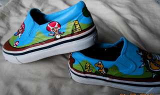 HAND PAINTED SUPER MARIO BROTHERS KIDS SHOES SIZE 11 **  