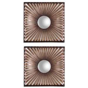 Uttermost 17.8 Inch Anua (Set of 2) Wall Mounted Mirror Rusty Bronze 