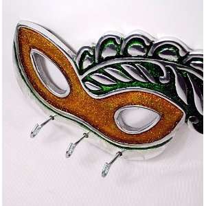 Gold and Green Mardi Gras Mask Wall Hooks Toys & Games