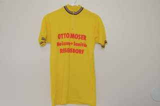 Otto Moser yellow wool jersey vintage sz 4 med retro  