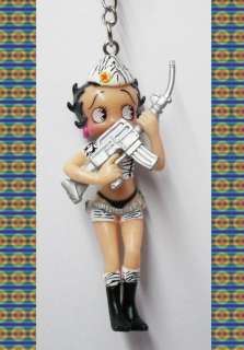 Plastic Sexy Cosplay Army Gun Betty Boop Keychain A  
