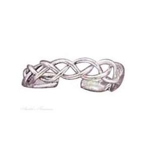    Sterling Silver Mens Braided Wire Adjustable Toe Ring Jewelry