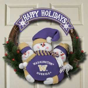  Washington Huskies 20 Three Plush Snowmen Happy Holidays 