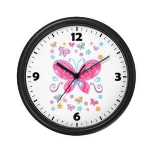  Wall Clock Pretty Butterflies And Flowers 