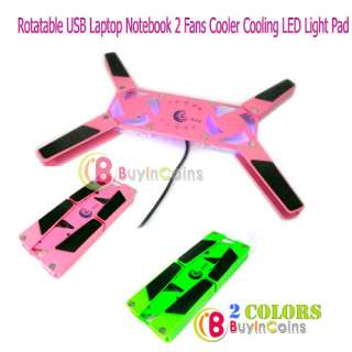 Rotatable USB Laptop 2 Fans Cooler Cooling LED Pad  