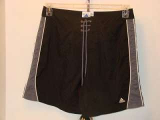 Vintage ADIDAS Swim Trunks Shorts Mens Sz Large Velcro Fly Black, Gray 