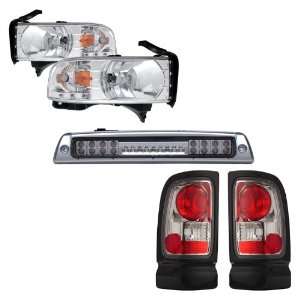 94 01 Dodge Ram Chrome LED Headlights /w Amber + LED 3RD Brake Light 
