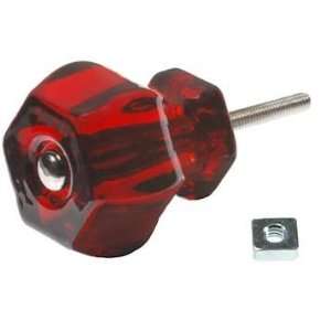    Glass Knobs   1 1/2 Inch Ruby Red Glass Knobs