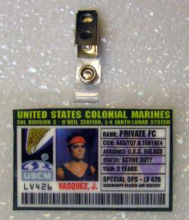 Aliens ID Badge United States Colonial Marines Vasquez  