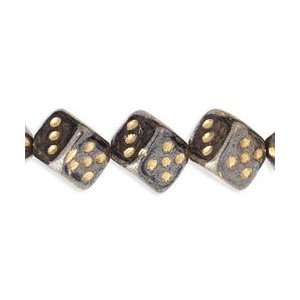   8mm Dice Beads Hematite W. Gold Inlay Q.50 Arts, Crafts & Sewing