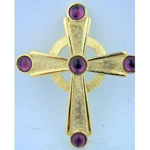   Amethyst Bishops Pectoral Cross With Fine Gilded 30 Chain Jewelry