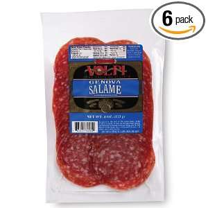 Volpi Pre sliced Genova Salame, 4 Ounce Pouch (Pack of 6)  