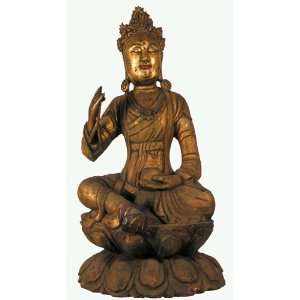  Tibetan Wood Gilt Amitabha Buddha 