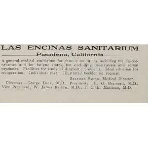  1926 Ad Las Encinas Sanitarium Pasadena Stephen Smith 
