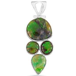    925 Sterling Silver Natural Ammolite Pendant Jewelry Jewelry