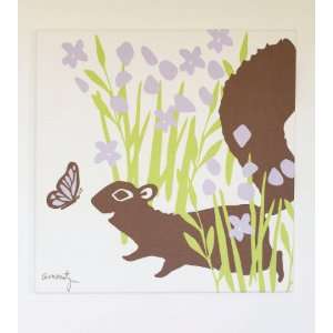   Wall Print Woodlands Purple Butterfly Squirrel Print