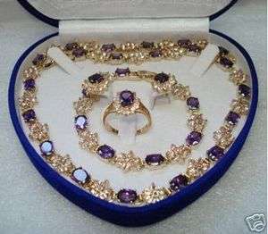 Wonderful Amethyst Necklace Bracelet Earring Ring/Set  
