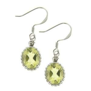   Sterling Silver Genuine Lemon Quartz Diamond Accent Earrings Jewelry