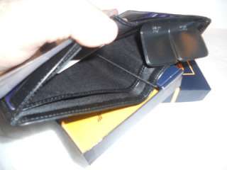 NIB Buxton Mens Credit Card Folio Polished Leather Wallet,Black  