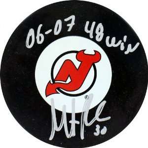 Martin Brodeur New Jersey Devils Autographed Hockey Puck with 6/7/2008 