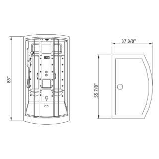 Ariel Bath ZA213 Ameristeam Walkin Steam Shower Enclosure Wall  