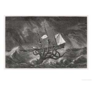   Vessel During a Storm Giclee Poster Print by E. Etherington, 24x32