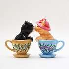 Cute Attractives Magnetic Salt Pepper Shakers Ceramic Tea Cup Kitten