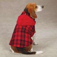 Woodland Plaid Reversible Corduroy Dog Hoodie Jacket Coat Red  