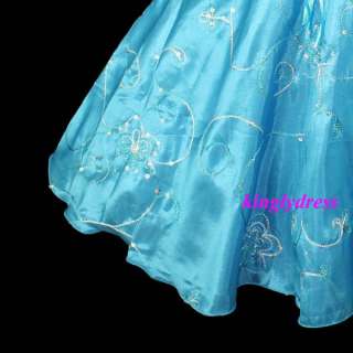   Girl Pageant Wedding Bridesmaid Princess Party Dress Blue SZ 4 5 W222
