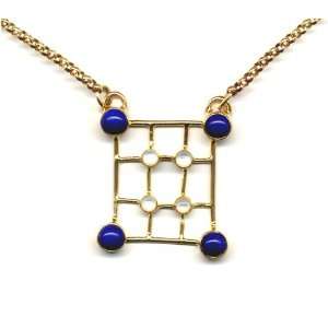   Lapis & Mother of Pearl Grid Necklace by Suz Andreasen MADE IN AMERICA