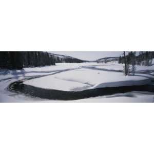  Winter Panoramic of the Lewis River Blanketed in Snow 