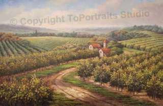 Large Vineyard Fields   Original Canvas Oil Painting XL  