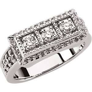  Platinum Antique Style Diamond Ring   0.45 Ct. Jewelry