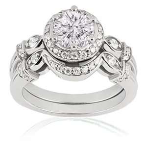   Round Diamond Halo Vintage Engagement Wedding Rings Pave Set SI3 G 14K