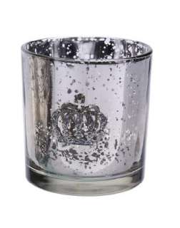 Mercury Glass VOTIVE CANDLE HOLDERS Crown Juicy Slv  
