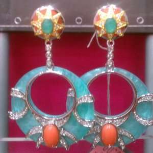  Angelique De Paris JET SET Earrings   AQUA/CORAL Beauty
