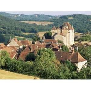  Castle and Village, Curemonte, Correze, Limousin, France 